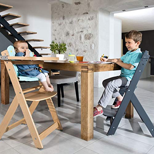 Safety 1st Timba Trona de madera con bandeja, Trona evolutiva para niños 6 meses - 10 años (30 kg), Regulable an altura,color Madera natural