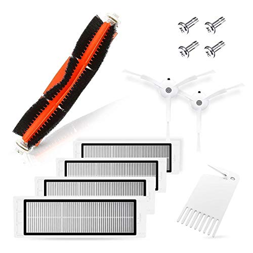 SAFETYON Accesorio para Xiaomi Aspirador 12 Piezas, Recambio de Mi Roborock s50 S51 S55 S5 S6, 1 Cepillo Principal +2 Cepillo Lateral +1 Auxiliar de Limpieza +4 Filtro HEPA +4 Tornillo