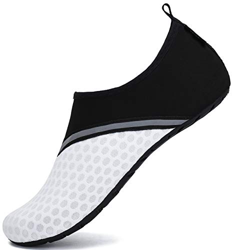 SAGUARO Escarpines Hombre Mujer para Buceo Snorkel Surf Natación Piscina Vela Mares Rocas Río Zapatos para Agua Calzado Playa Zapatillas Deportes Acuáticos(030 Blanc, 40/41 EU)