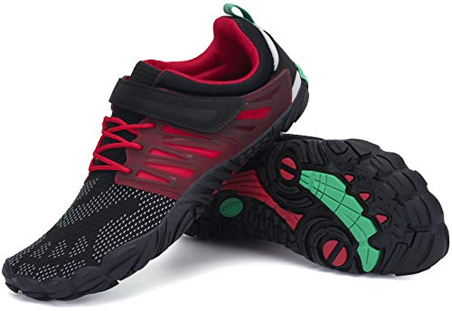 SAGUARO Hombre Mujer Zapatillas de Training Yoga Entrenamiento Gym Interior Transpirables Zapatos Correr Barefoot Resistentes Comodas Zapatos Gimnasio Asfalto Playa Agua Exterior(058 Rojo, 39 EU)