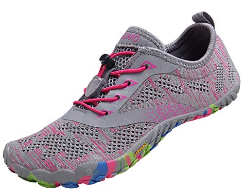 SAGUARO Mujer Barefoot Zapatillas de Trail Running Minimalistas Zapatillas de Deporte Fitness Gimnasio Caminar Zapatos Descalzos para Correr en Montaña Asfalto Escarpines de Agua, Rosa, 36 EU