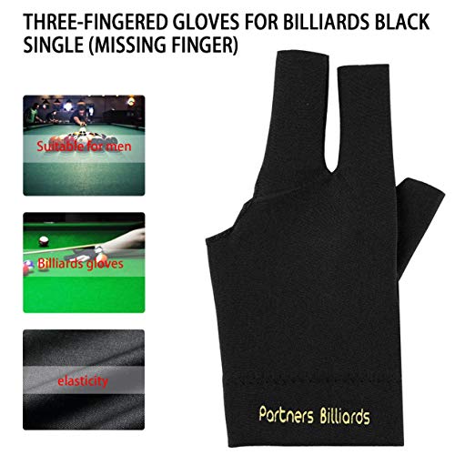 Sairis - Guantes de Billar para Deportes Profesionales (Elastano, 3 Dedos), Color Negro