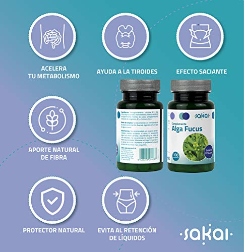 Sakai –Alga Fucus – El complemento para el control de tu figura- Acelera el metabolismo, aumenta la quema de calorías, sacia el apetito – Protector y antibacteriano - Extracto titulado en yodo Sakai –Alga Fucus – El complemento para el control de tu figura- Acelera el metabolismo, aumenta la quema de calorías, sacia el apetito – Protector y antibacteriano - Extracto titulado en yodo