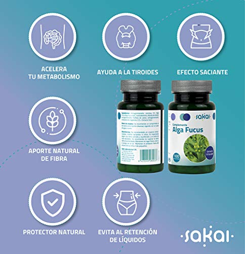 Sakai –Alga Fucus – El complemento para el control de tu figura- Acelera el metabolismo, aumenta la quema de calorías, sacia el apetito – Protector y antibacteriano - Extracto titulado en yodo