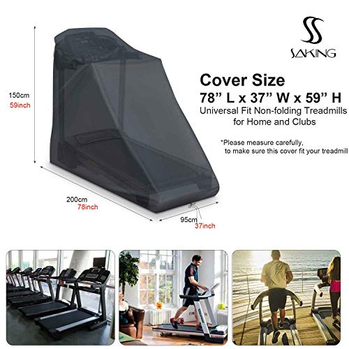 Saking Funda para cinta de correr con cordón para el hogar, ajuste universal, no plegable, 198 cm de largo x 94 cm de ancho x 157 cm de alto. Saking Funda para cinta de correr con cordón para el hogar, ajuste universal, no plegable, 198 cm de largo x 94 cm de ancho x 157 cm de alto.