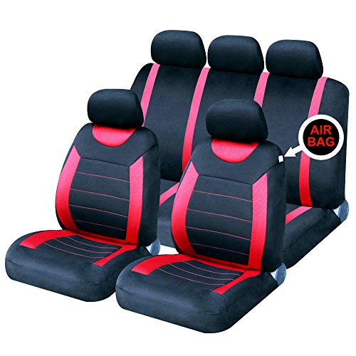 Sakura SS5293 Juego completo de fundas para asientos de coche, Rojo