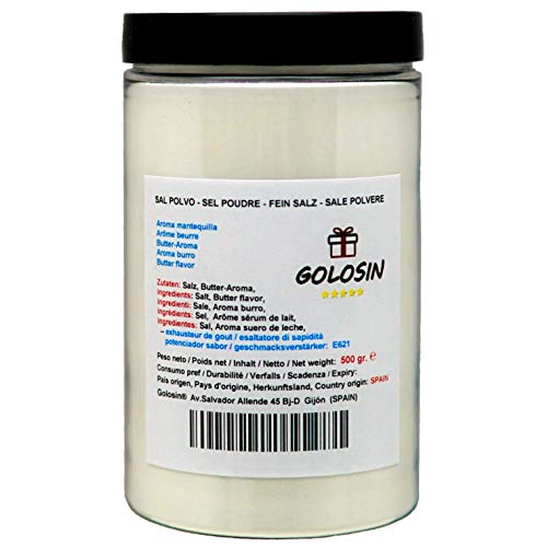 Sal para palomitas de maíz, Molida en Polvo. El ingrediente secreto del auténtico Pop-Corn del cine. Aroma y sabor mantequilla. Contenido: 500 gr. Sal para palomitas de maíz, Molida en Polvo. El ingrediente secreto del auténtico Pop-Corn del cine. Aroma y sabor mantequilla. Contenido: 500 gr.