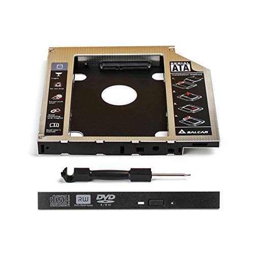 Salcar® - Adaptador de Disco Duro SATA 2,5" - 2. HDD Caddy Kit - Reemplaza Unidad óptica SATA 12,7mm - para Laptop SATA Salcar® - Adaptador de Disco Duro SATA 2,5" - 2. HDD Caddy Kit - Reemplaza Unidad óptica SATA 12,7mm - para Laptop SATA