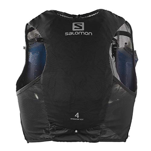 SALOMON ADV Hydra Vest 4 Chaleco de hidratación 4L, 2 Botellas SoftFlask 500 ml Incluidas, Unisex-Adult, Negro, S