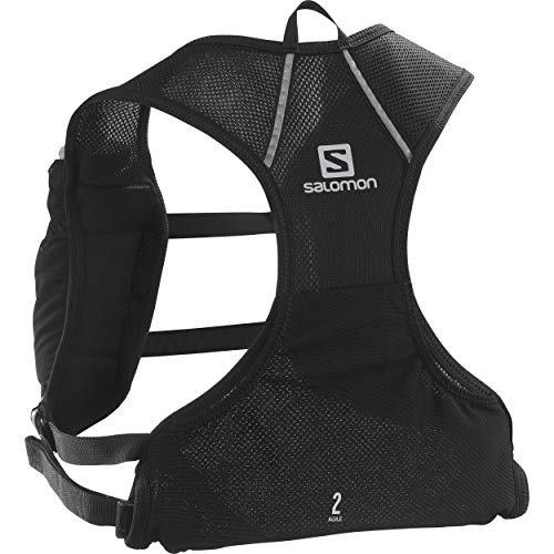 Salomon AGILE 2 SET Mochila de running ligera, 2 botellas SoftFlask 500 ml incluidas, LC1305900, 2L, Negro