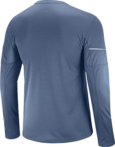 SALOMON Agile LS tee M Camiseta Deportiva de Manga Larga, Azul (Dark Denim), Talla S para Hombre