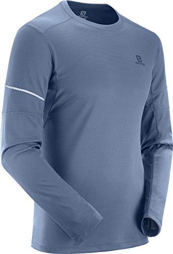 SALOMON Agile LS tee M Camiseta Deportiva de Manga Larga, Azul (Dark Denim), Talla S para Hombre