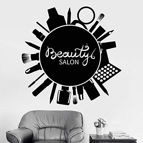 Salón de belleza calcomanía de pared letrero palabra maquillaje cosméticos vinilo ventana pegatinas mujer dormitorio decoración interior mural creativo