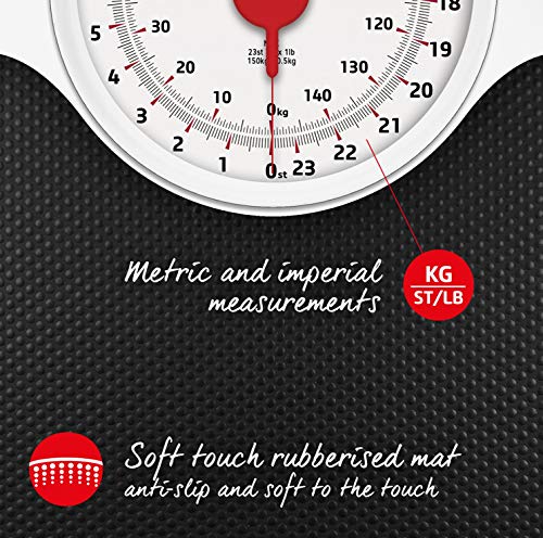 Salter Fitness Báscula Mecánica de Baño, Balanza Clásica Retro Blanca y Negra, Visor Analógico Fácil de Leer, Plataforma de Metal Resistente, Pesa Hasta 150 Kg, Sin botones ni Pilas Salter Fitness Báscula Mecánica de Baño, Balanza Clásica Retro Blanca y Negra, Visor Analógico Fácil de Leer, Plataforma de Metal Resistente, Pesa Hasta 150 Kg, Sin botones ni Pilas