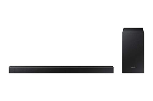 SAMSUNG - Barra de Sonido HW-T430/ZF de 100 W, Dolby Digital 2.1, Bluetooth 4.2. Power On, One Remote Control, Subwoofer Inalámbrico Color Negro