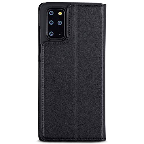 Samsung Galaxy S20 Plus Funda Negro - CASEZA Tipo Libro Piel PU Case Cover Carcasa Plegable Cartera Oslo Piel Vegana Premium para Galaxy S 20+ 5G Original - Ultrafina con Cierre Magnético