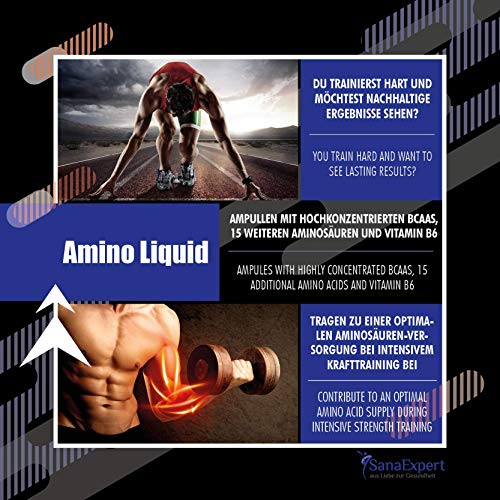 SanaExpert Amino Liquid, aminoácidos, BCAA y vitamina B6, 30 ampollas SanaExpert Amino Liquid, aminoácidos, BCAA y vitamina B6, 30 ampollas