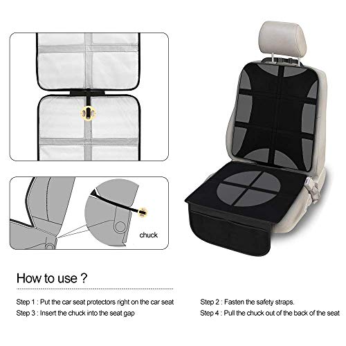 SANBLOGAN Protector Asiento Coche, Protector Asiento Coche Silla Bebe Protector Asiento Delantero Coche Protector Asiento Trasero Coche Fácil de Limpiar y Arreglar para Sillas de Coche Negro, 2 Piezas