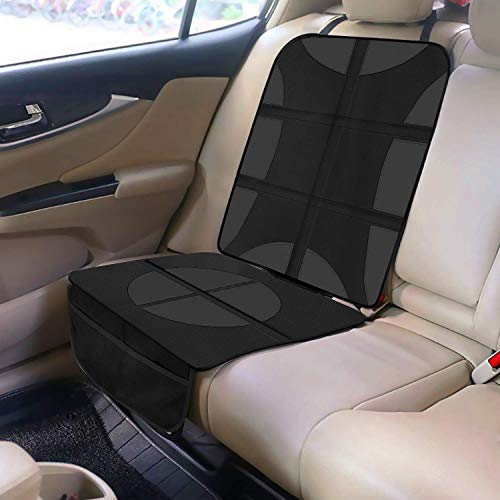 SANBLOGAN Protector Asiento Coche, Protector Asiento Coche Silla Bebe Protector Asiento Delantero Coche Protector Asiento Trasero Coche Fácil de Limpiar y Arreglar para Sillas de Coche Negro, 2 Piezas