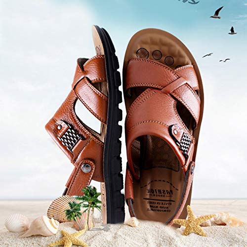 Sandalias Cuero Deportivas para Hombre Verano Exterior con Punta Abierta Sandalias de Playa Zapatillas de Exterior Montaña Senderismo Zapatos Playa Marrón Verde Café 2019