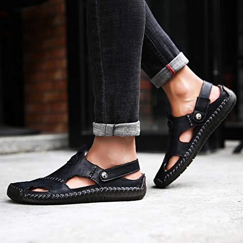 Sandalias de Cuero Casual de Verano para Hombre Transpirable Tendencia Zapatos de Playa al Aire Libre Sandalias de Playa Zapatillas de MontaƱa Senderismo Cuero Negro 38-48 riou Sandalias de Cuero Casual de Verano para Hombre Transpirable Tendencia Zapatos de Playa al Aire Libre Sandalias de Playa Zapatillas de MontaƱa Senderismo Cuero Negro 38-48 riou