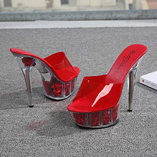 Sandalias de Mujer Zapatillas de Discoteca Flores de tacón Alto Flores Flores Show Pole Dance Zapatos Fondo de Cristal @ Amarillo_34 Sandalias de Mujer Zapatillas de Discoteca Flores de tacón Alto Flores Flores Show Pole Dance Zapatos Fondo de Cristal @ Amarillo_34