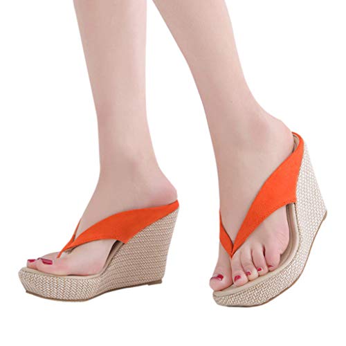 Sandalias para Mujer Verano 2019 Plataforma Cuña Fiesta PAOLIAN Chanclas Vestir Casual Zapatos Tacon Altas Dama Zuecos Elegantes Flip-Flops Grandes 34-42 EU