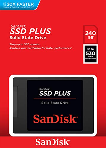 SanDisk SDSSDA-240G Plus – Disco sólido interno de 240 GB, SATA III SSD, con hasta 530 MB/s