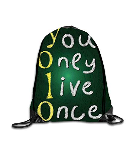 SanJIUCOM Mochila Personalizada Fondo temático de la Junta Escolar de Yolo con Estilo de Tiza Cita Fascinante significativa Mochila de Rayo de Fitness Esmeralda, Mochila Deportiva