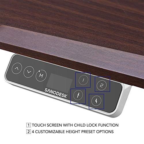 SANODESK MESA de ESCRITORIO de PIE ESCRITORIO ELÉCTRICO de ALTURA AJUSTABLE con PROTECCIÓN ANTICOLISIÓN, CONTROL de MEMORIA y FUNCIÓN de ARRANUQE / PARADA SUAVE (BLANCO EZ1)