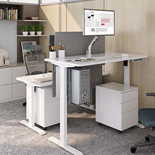 SANODESK MESA de ESCRITORIO de PIE ESCRITORIO ELÉCTRICO de ALTURA AJUSTABLE con PROTECCIÓN ANTICOLISIÓN, CONTROL de MEMORIA y FUNCIÓN de ARRANUQE / PARADA SUAVE (BLANCO EZ1)