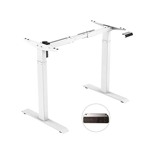 SANODESK MESA de ESCRITORIO de PIE ESCRITORIO ELÉCTRICO de ALTURA AJUSTABLE con PROTECCIÓN ANTICOLISIÓN, CONTROL de MEMORIA y FUNCIÓN de ARRANUQE / PARADA SUAVE (BLANCO EZ1)