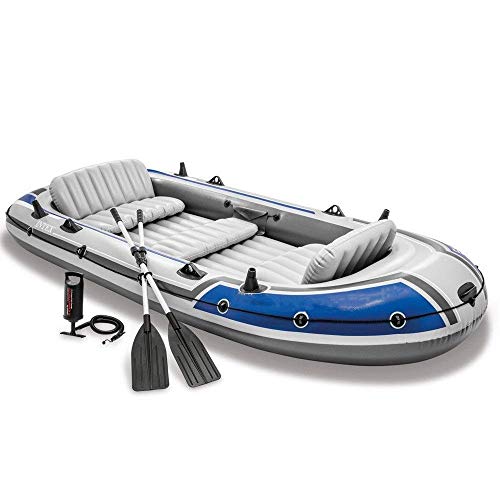 SANON Pesca Barco Inflable del Bote Salvavidas del Barco de Pesca de la Serie Trainera Barco Grupo 5 Personas Barco Inflable del Barco de Goma Kayaks (Color: Azul, tamaño: 366x168x43cm) WTZ012