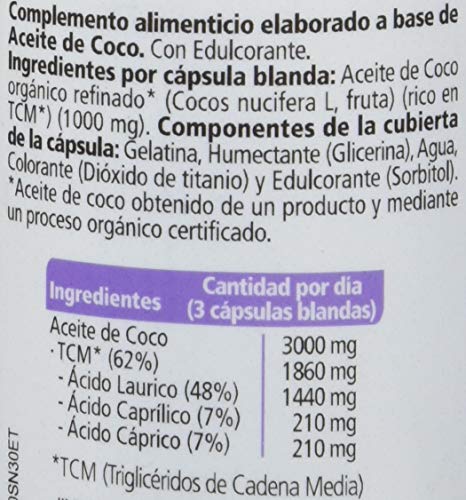SANON - SANON Aceite de Coco 30 cápsulas blandas de 1358,5 mg SANON - SANON Aceite de Coco 30 cápsulas blandas de 1358,5 mg