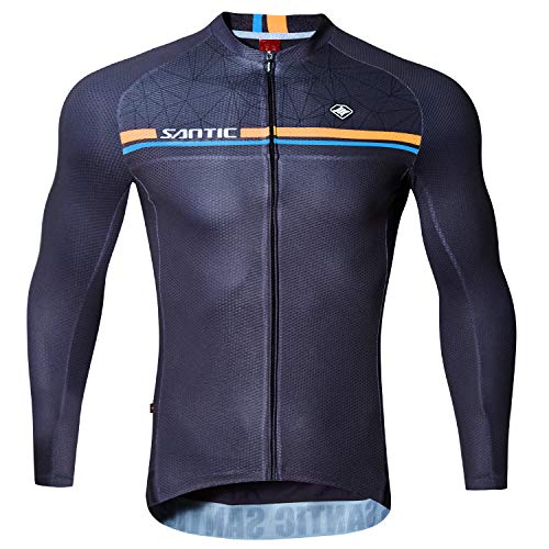 Santic Maillot Bicicleta Hombre Manga Larga MTB Maillot Ciclismo Hombre Otoño/Invierno Navy EU L