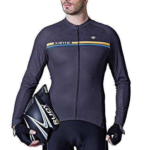 Santic Maillot Bicicleta Hombre Manga Larga MTB Maillot Ciclismo Hombre Otoño/Invierno Navy EU L