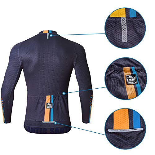 Santic Maillot Bicicleta Hombre Manga Larga MTB Maillot Ciclismo Hombre Otoño/Invierno Navy EU L