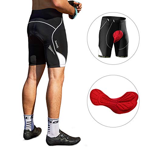 Santic Pantalon Ciclismo Hombre Corto Pantalones Bicicleta Hombre Montaña/MTB Acolchado con Badana/Almohadilla Azul EU M