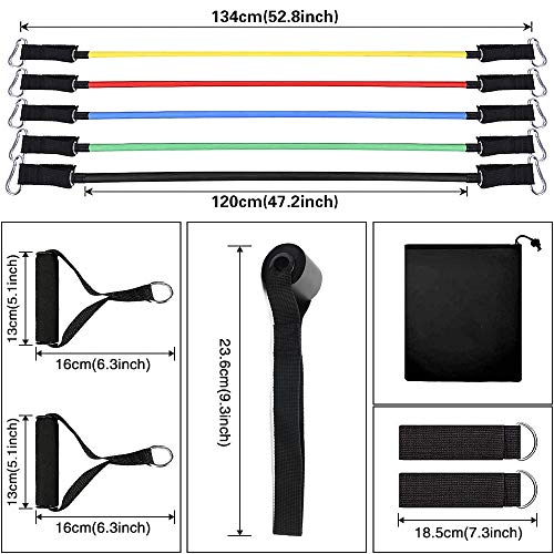 SaponinTree Bandas Elasticas Musculacion, 11Piezas Cintas Elasticas Musculacion de 150 Libras, 5 Tubos de Látex + Tobillera, Anclaje para Puerta & Asas Acolchadas, para Yoga,Fisioterapia,Estiramientos SaponinTree Bandas Elasticas Musculacion, 11Piezas Cintas Elasticas Musculacion de 150 Libras, 5 Tubos de Látex + Tobillera, Anclaje para Puerta & Asas Acolchadas, para Yoga,Fisioterapia,Estiramientos