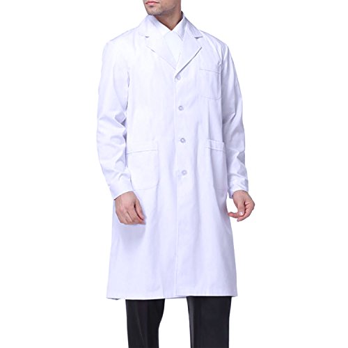 Sasairy Unisex Bata Médico Manga Larga Bata de Laboratorio Enfermera Sanitaria de Trabajo para Médicos Científico