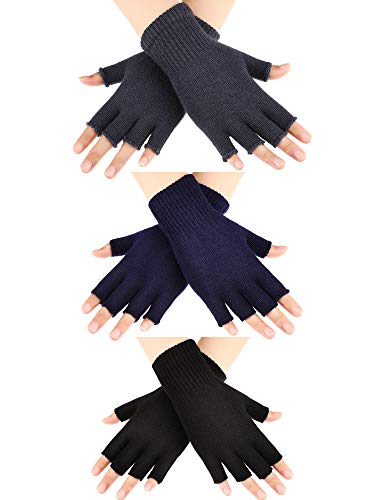 SATINIOR 3 Pares de Guantes de Medio Dedo Guantes sin Dedos de Invierno Guantes de Punto para Hombres Mujeres (Color Set 1) SATINIOR 3 Pares de Guantes de Medio Dedo Guantes sin Dedos de Invierno Guantes de Punto para Hombres Mujeres (Color Set 1)