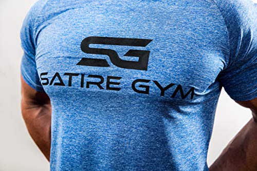 Satire Gym Camiseta de Fitness para Hombre - Ropa Deportiva Funcional - Adecuada para Workout, Entrenamiento - Slim fit (Azul Moteado, M) Satire Gym Camiseta de Fitness para Hombre - Ropa Deportiva Funcional - Adecuada para Workout, Entrenamiento - Slim fit (Azul Moteado, M)