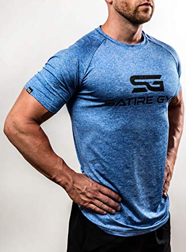 Satire Gym Camiseta de Fitness para Hombre - Ropa Deportiva Funcional - Adecuada para Workout, Entrenamiento - Slim fit (Azul Moteado, M) Satire Gym Camiseta de Fitness para Hombre - Ropa Deportiva Funcional - Adecuada para Workout, Entrenamiento - Slim fit (Azul Moteado, M)