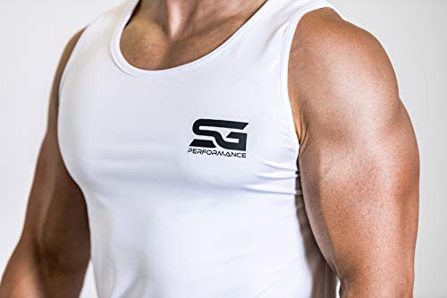 Satire Gym Camiseta de tirantes para hombre - Ropa deportiva funcional - Adecuado para entrenamiento y entrenamiento - Stringer (blanco, S)