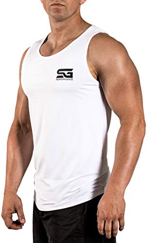 Satire Gym Camiseta de tirantes para hombre - Ropa deportiva funcional - Adecuado para entrenamiento y entrenamiento - Stringer (blanco, S)