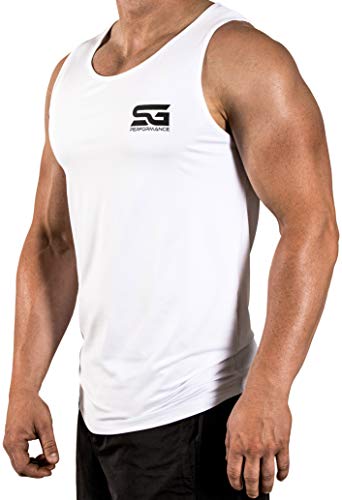 Satire Gym Camiseta de tirantes para hombre - Ropa deportiva funcional - Adecuado para entrenamiento y entrenamiento - Stringer (blanco, S)