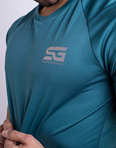 Satire Gym Camiseta Deportiva Hombre - Fitness Ropa Deportiva Transpirable - Adecuada para Workout, Entrenamiento - Muscle Fit (Verde, M)