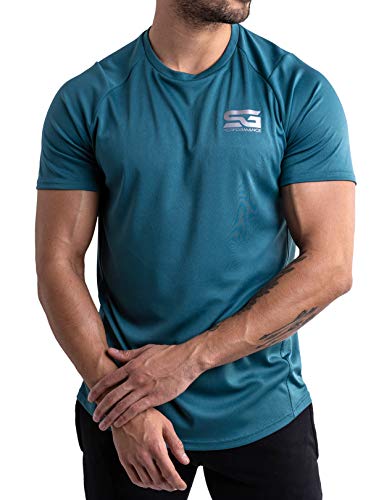 Satire Gym Camiseta Deportiva Hombre - Fitness Ropa Deportiva Transpirable - Adecuada para Workout, Entrenamiento - Muscle Fit (Verde, M)