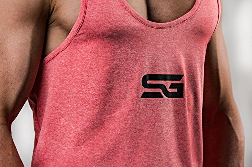 Satire Gym Camiseta Stringer para Hombre - Ropa Deportiva Funcional - Adecuada para Workout, Entrenamiento - Camiseta de Tirantes (Rojo monteado, M)