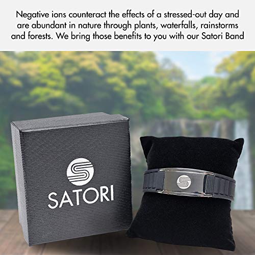 Satori 4 en 1 Iones Negativos Banda en Negro, germanio, Silicona, Cargado con Iones Negativos, la Pulsera iónica y Elegante Pulsera de Terapia, Hombres y Las Mujeres